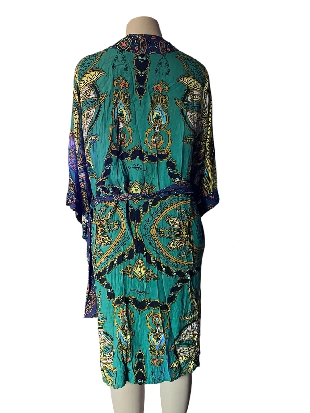Free People Teal & Navy Paisley Kimono